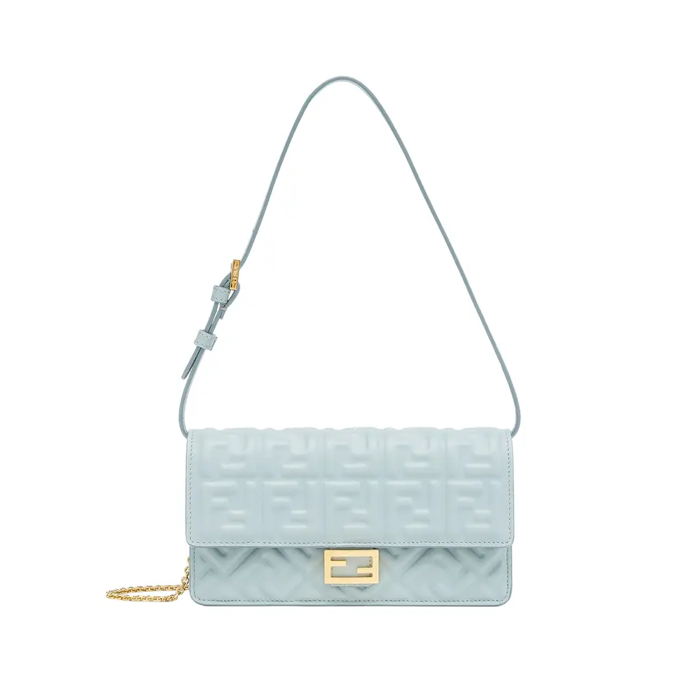ショルダーバッグ・ポシェット FENDI Wallet on chain Baguette shoulder bag Wallet On Chain Baguette Fabric Blue | Fendi