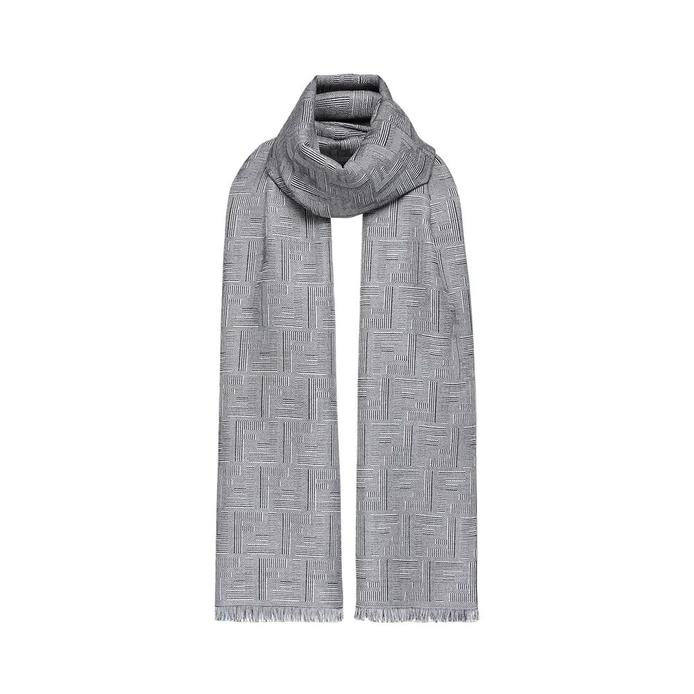 Fendi Wool and Silk Scarf Blue/Grey – voilà.id