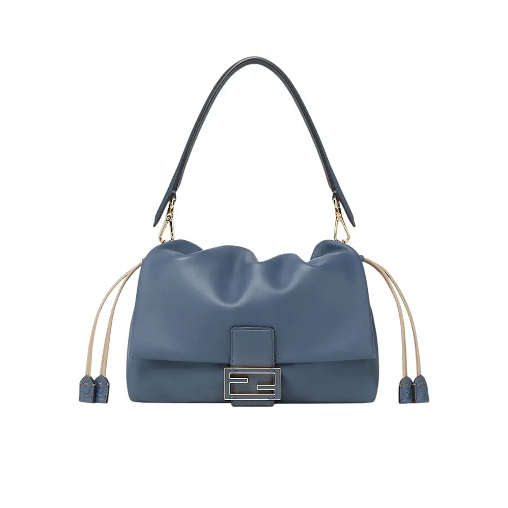 Fendi Mamma Baguette Medium Nappa Leather Bag Blue – voilà.id