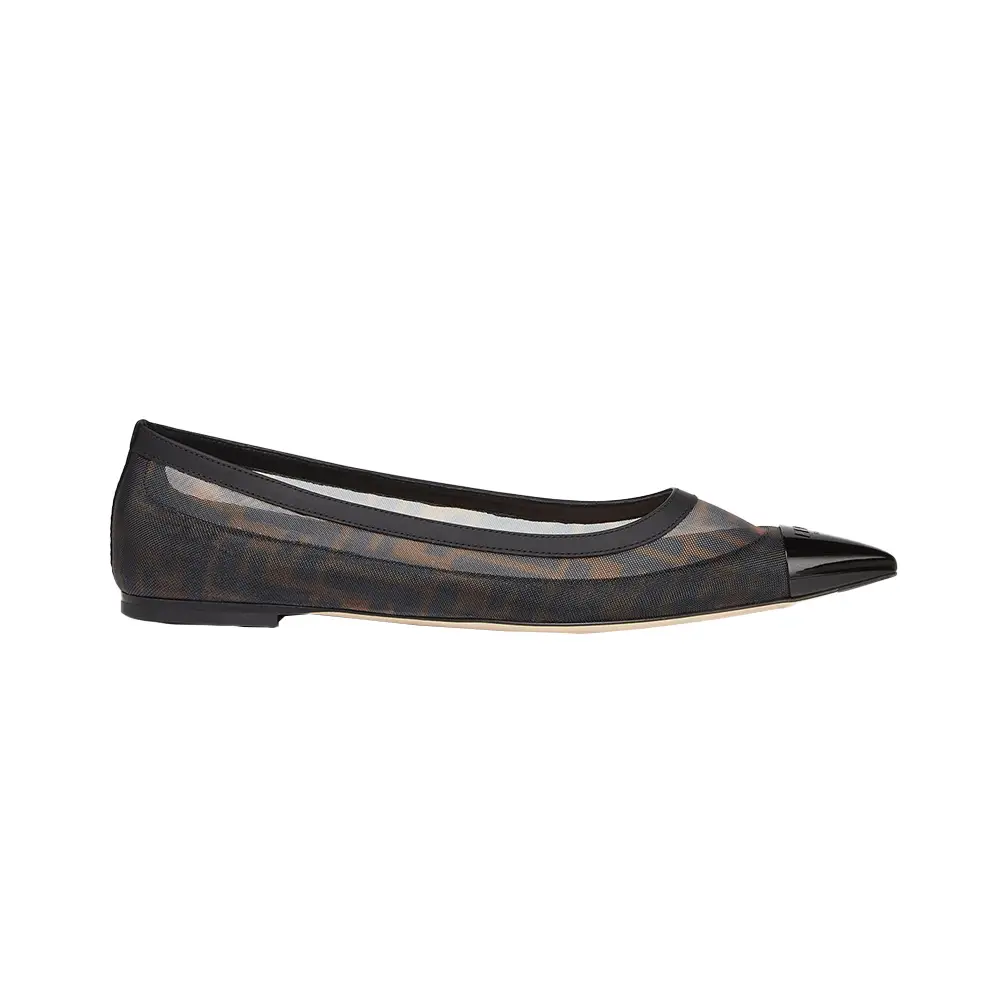 Fendi Colibri FF Mesh Ballet Flats Leather Brown – voilà.id