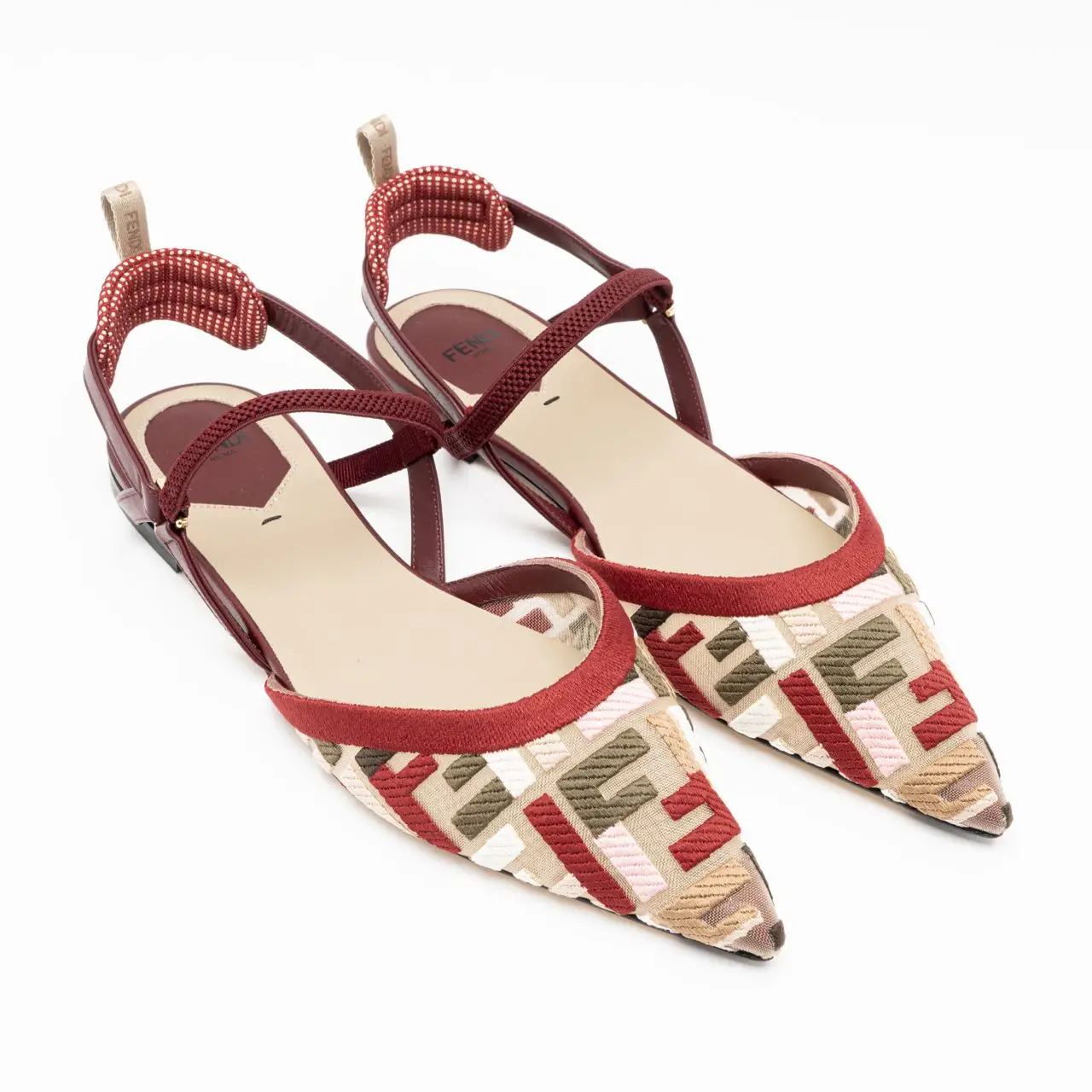 サンダル・ミュール Fendi Slingback Flat Colibri Lite In Mesh With Embroidery Ff Fendi Colibri Lite Slingback Flats | Saks Fifth Avenue
