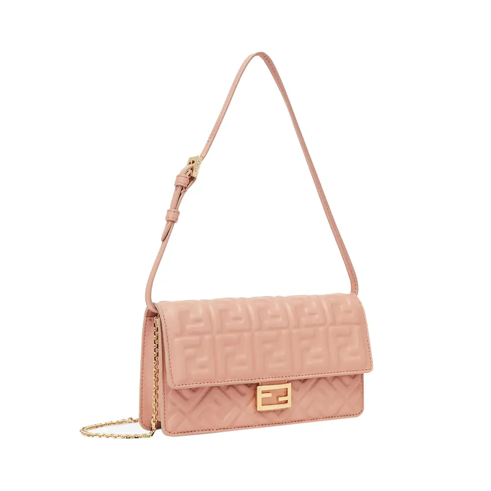 ヘアアクセサリー FENDI Continental Chain Baguette wallet in FF denim effect b Baguette Continental With Chain Fabric Blue | Fendi