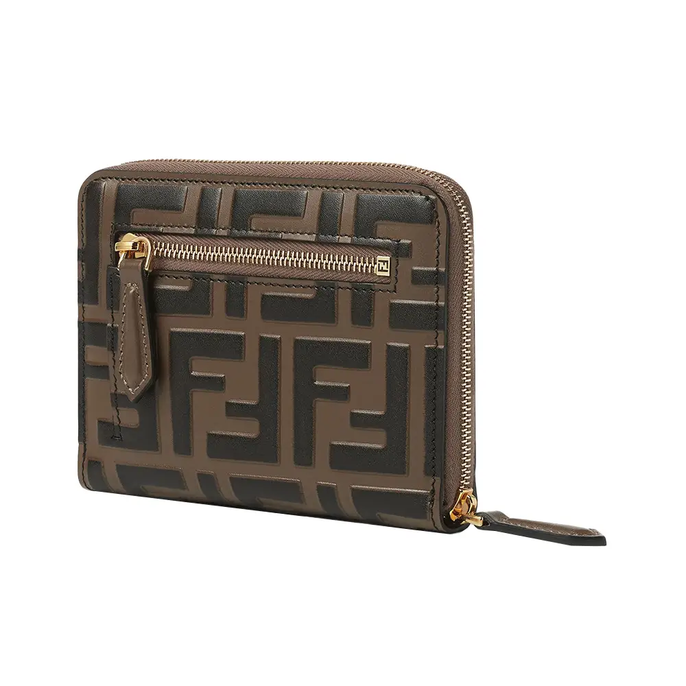 Fendi FF Diamonds Zip Around Medium Wallet Brown – voilà.id