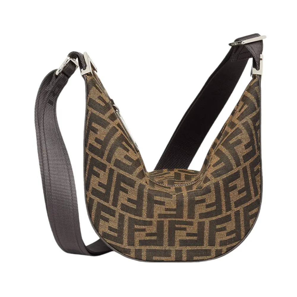 Fendi FF Jacquard Small Melon Crescent Shaped Messenger Bag