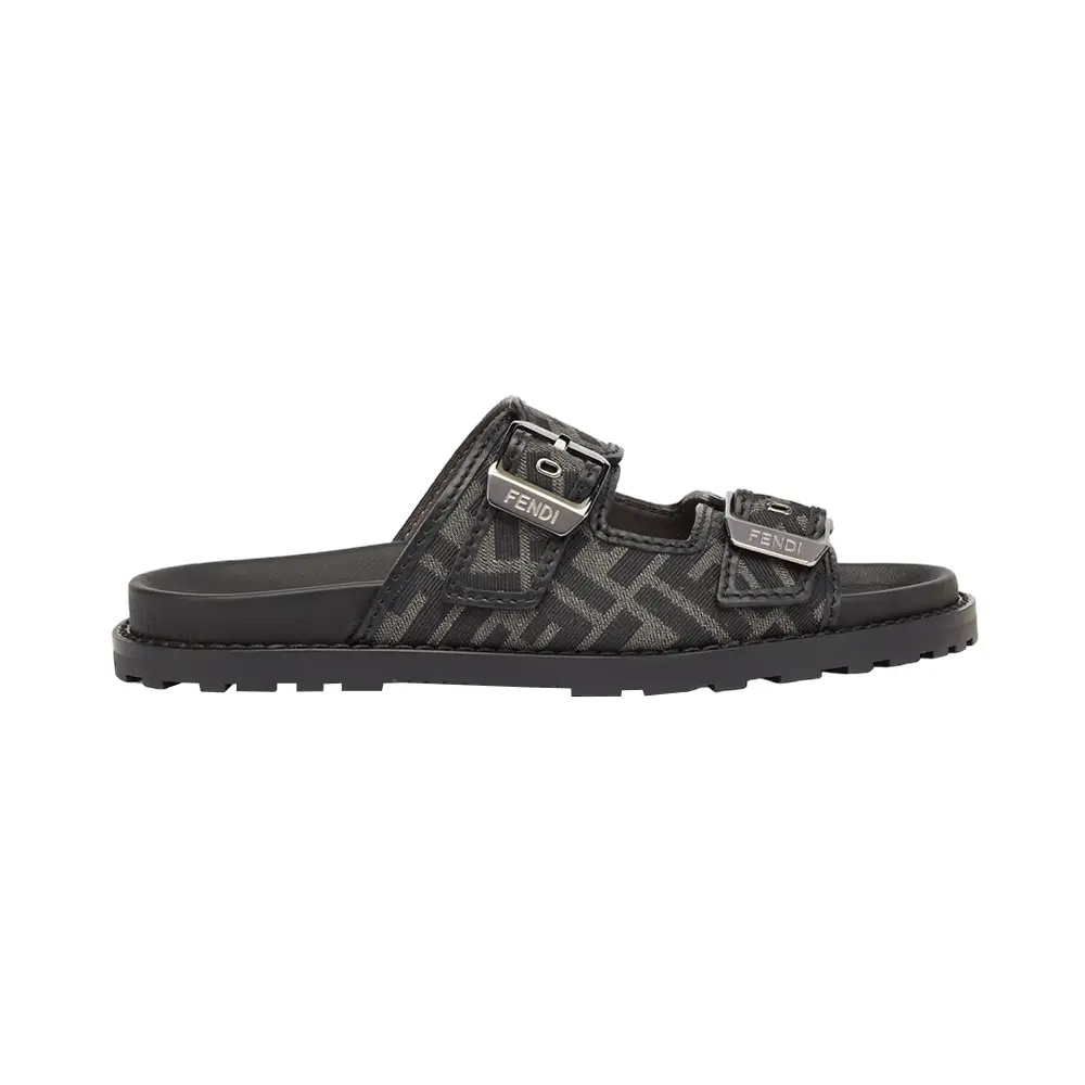 Fendi Feel FF Baguette Fabric Sandal Slide Black – voilà.id