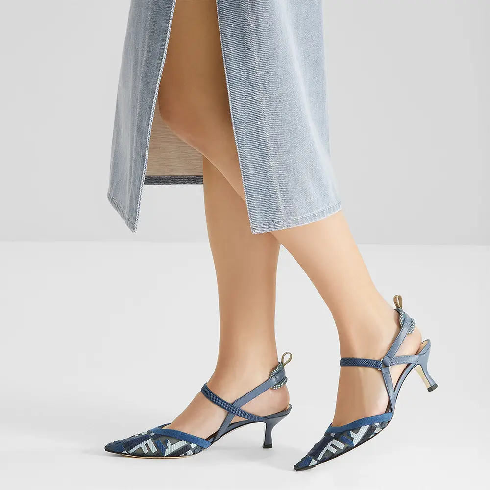 サンダル・ミュール FENDI Colibri Lite FF` Slingbacks sepatu heels Fendi Women Colibri Lite Slingback Pumps 85mm