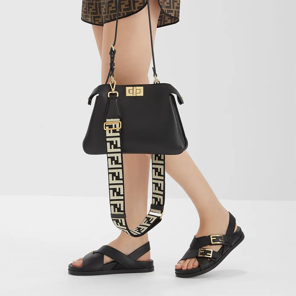 Fendi Feel Triple-Band Flat Cross-Over Slides Black – voilà.id