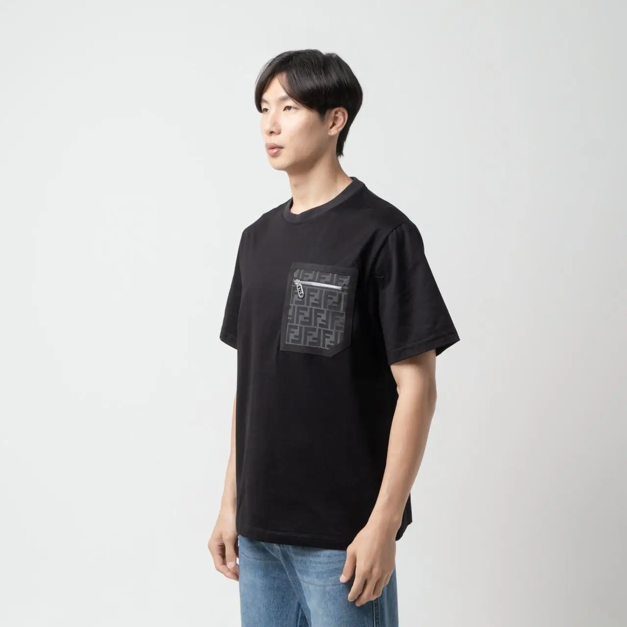 Fendi Zipper Pocket FF Fabric T-Shirt Black – voilà.id