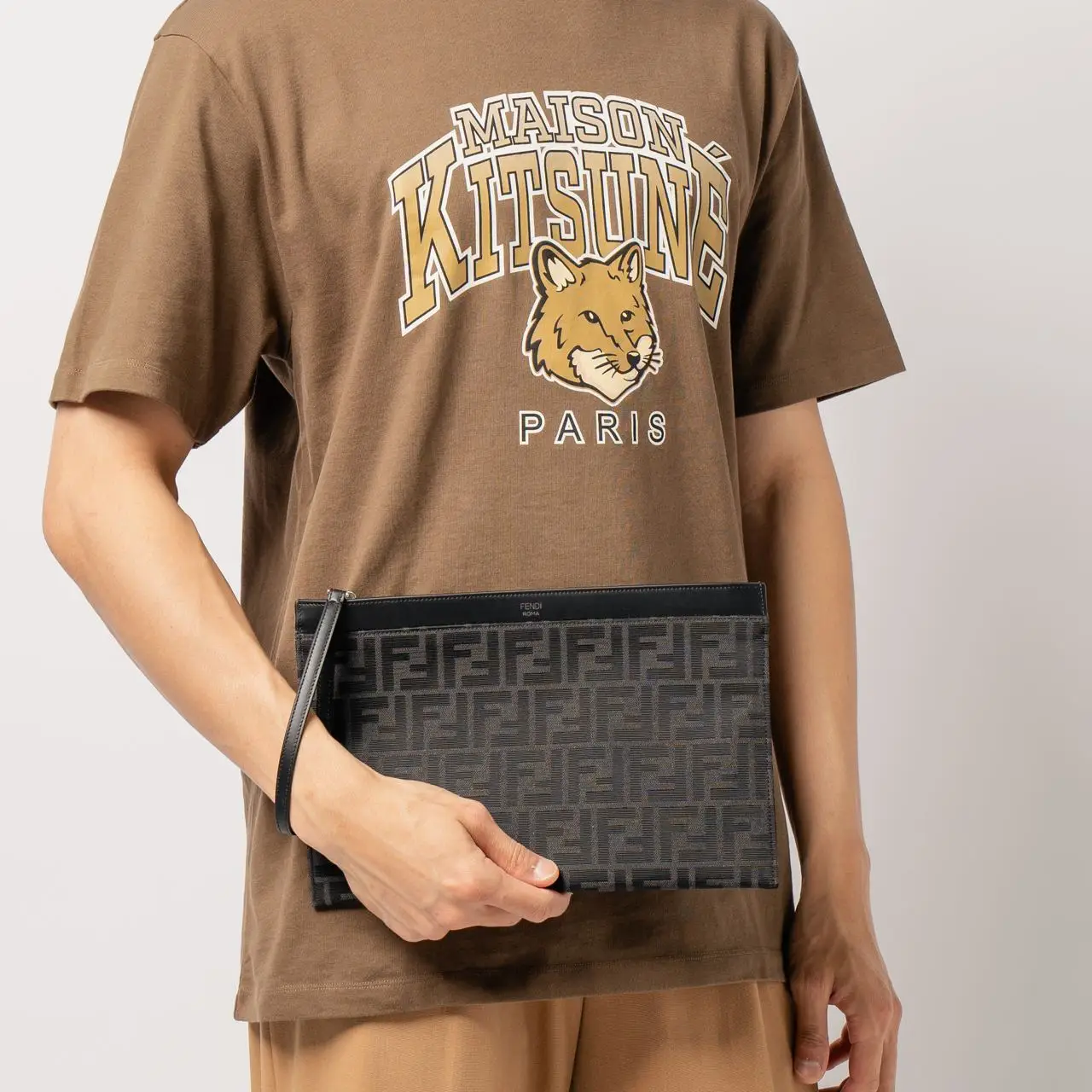 Fendi Medium Flat Pouch FF Fabric Black – voilà.id
