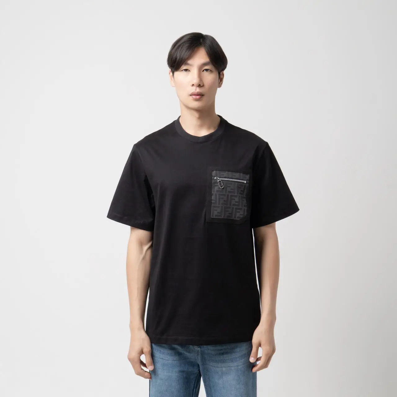Fendi Zipper Pocket FF Fabric T-Shirt Black – voilà.id