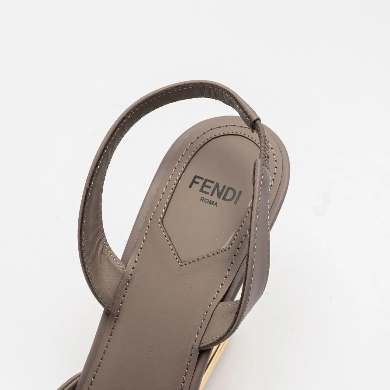 Fendi First 95 Dove Grey Leather High-Heeled Slingbacks