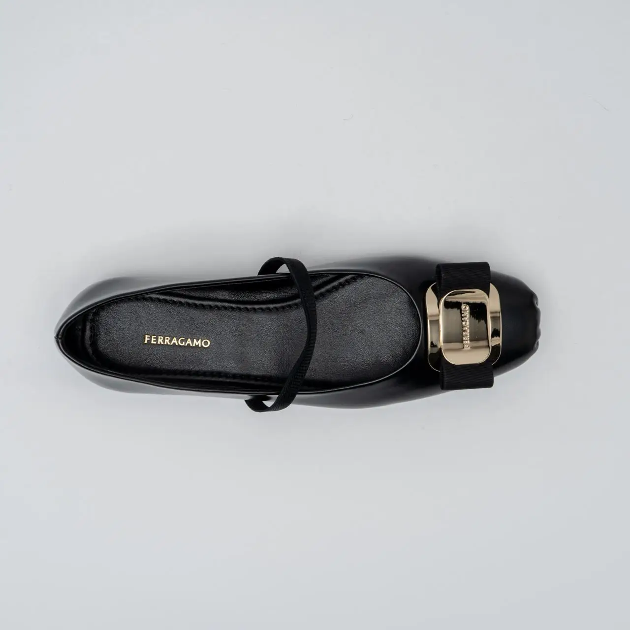 Salvatore Ferragamo Zina New Vara Plate Ballet Flats Black