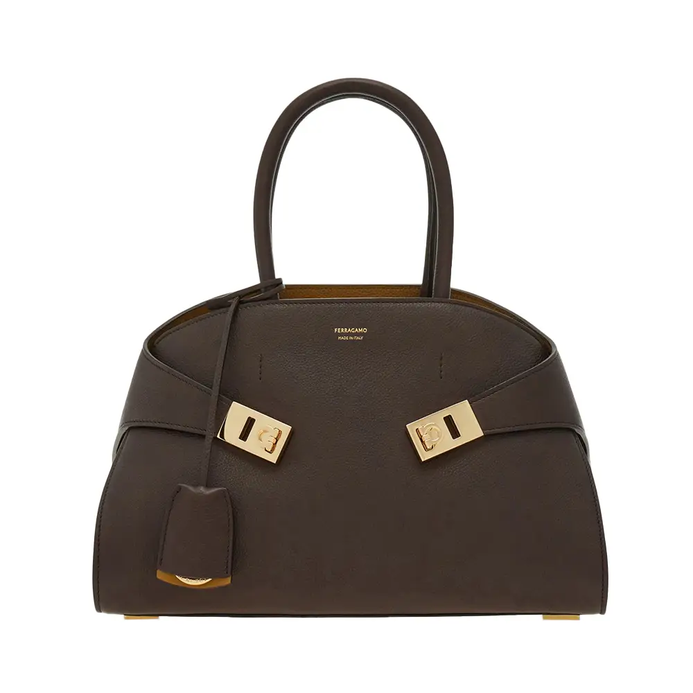 Ferragamo Hug Bicolor Medium Handbag Clay/Lapis Lazuli – voilà.id