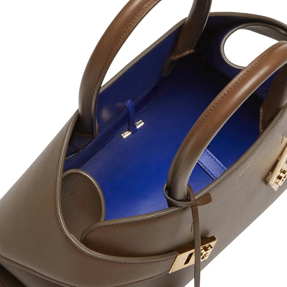 Ferragamo Hug Bicolor Medium Handbag Clay/Lapis Lazuli – voilà.id