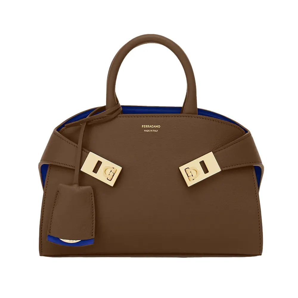 FERRAGAMO ハグ ハグバッグ XS Clay/Lapis lazuli Ferragamo Hug Extra Small Calfskin Handbag Clay/Lapis lazuli