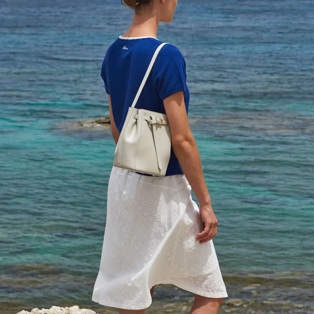 Folnua Mini Lale Plain Leather Bag Ecru – voilà.id