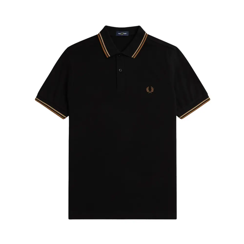 Fred Perry Twin Tipped Polo Shirt Black/Metallic 1964 Gold