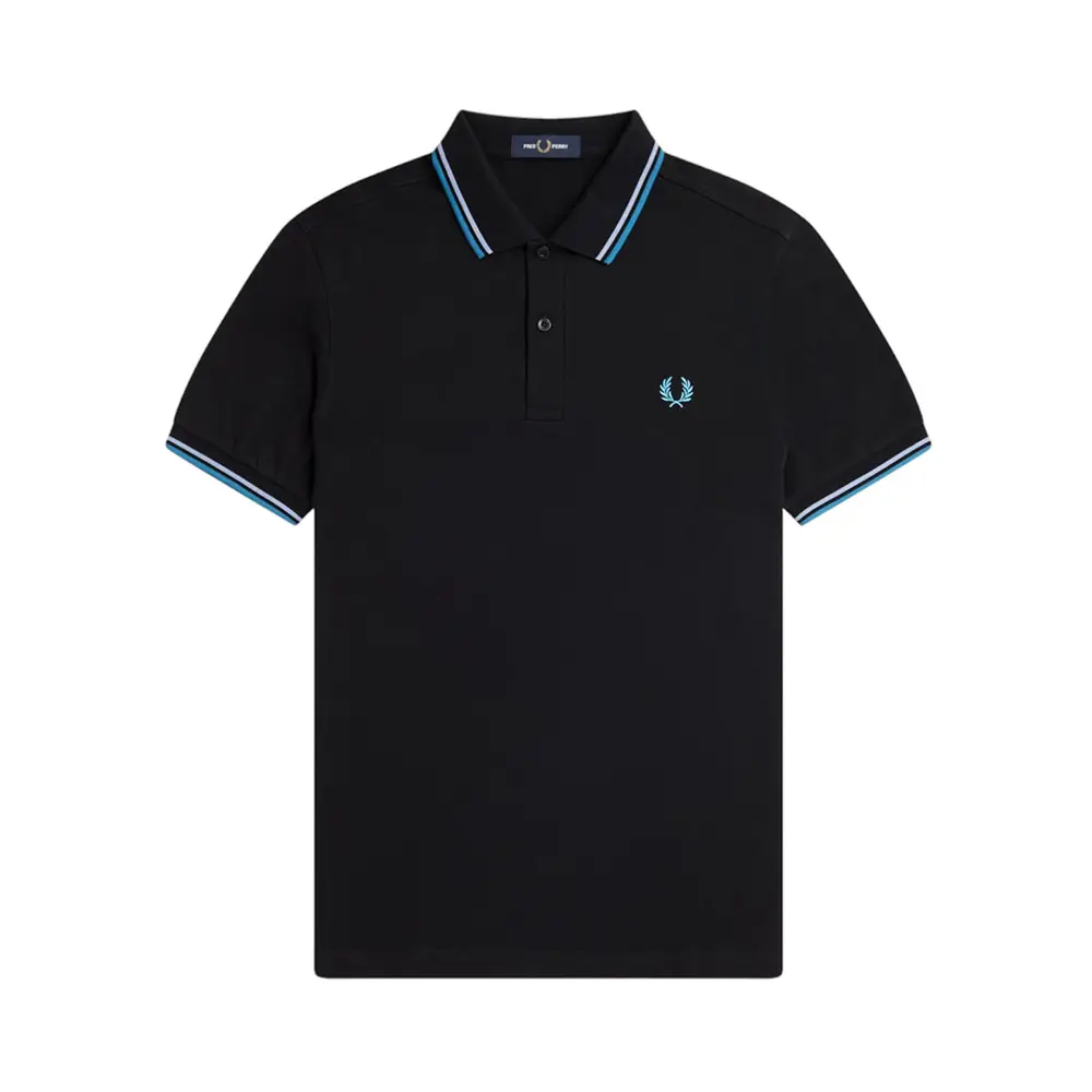 Fred Perry Twin Tipped Polo Shirt Navy/Cyber Blue/Ultra