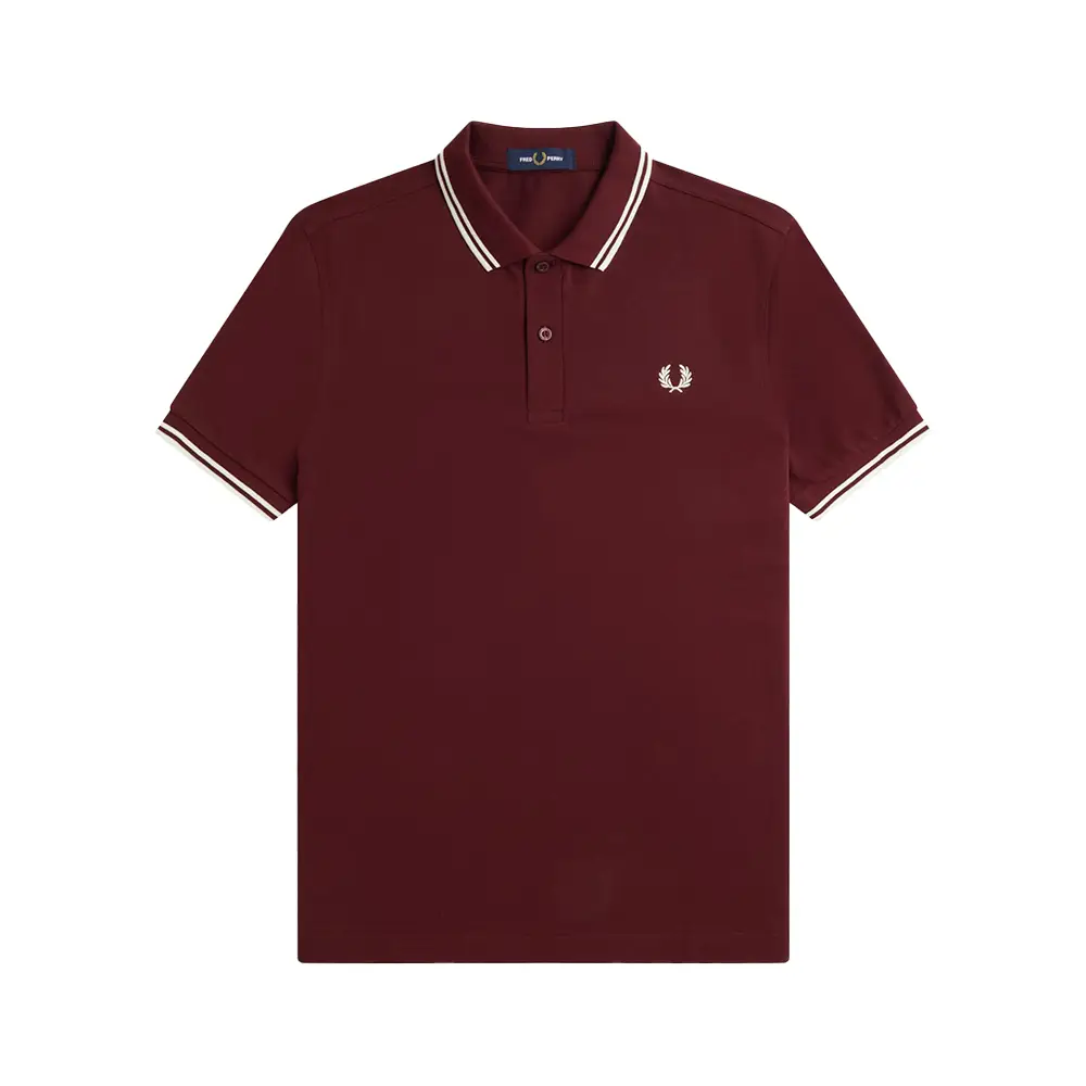 Fred Perry Twin Tipped Polo Shirt Oxblood/Ecru/Ecru – voilà.id