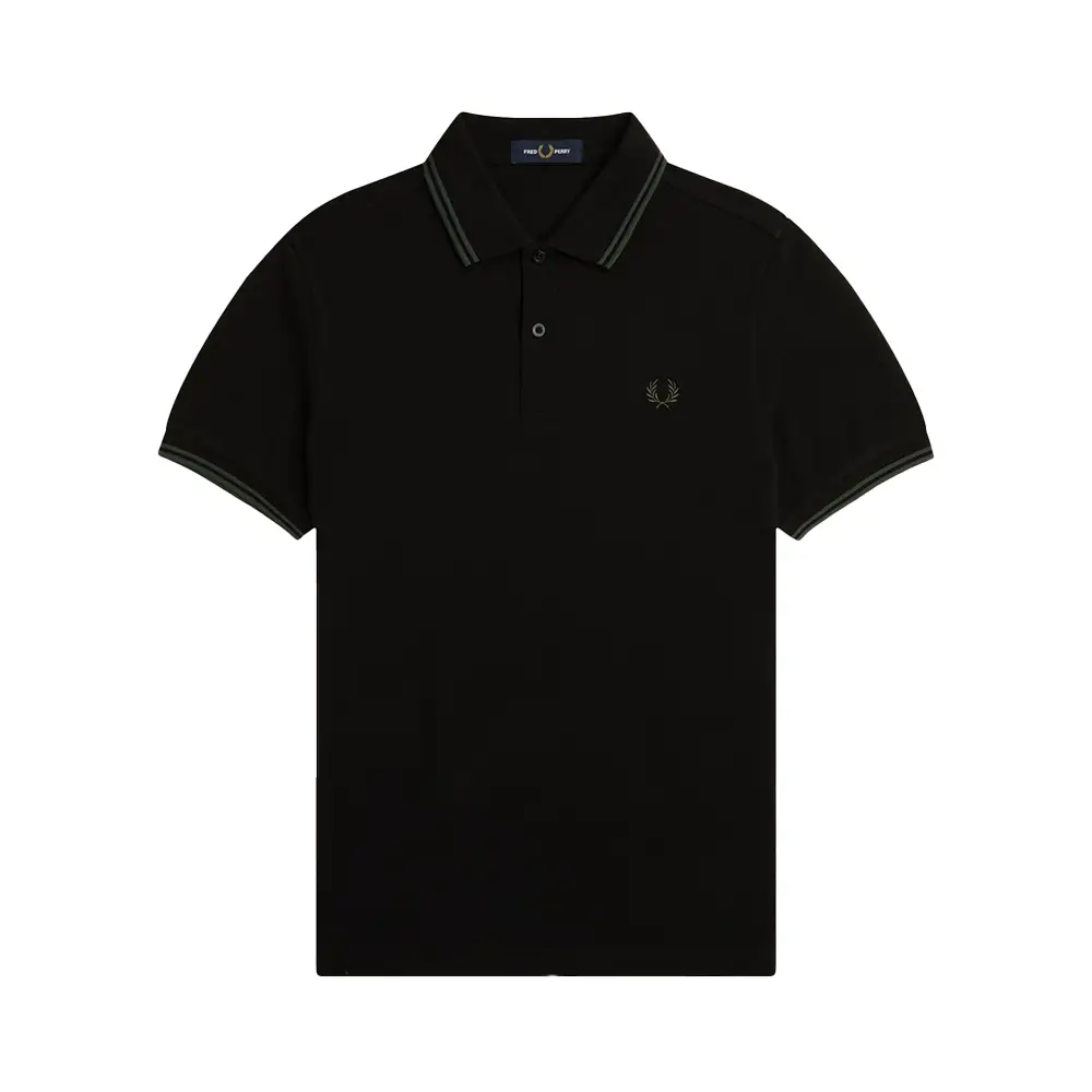 Fred Perry Twin Tipped Polo Shirt Black/Court Green – voilà.id