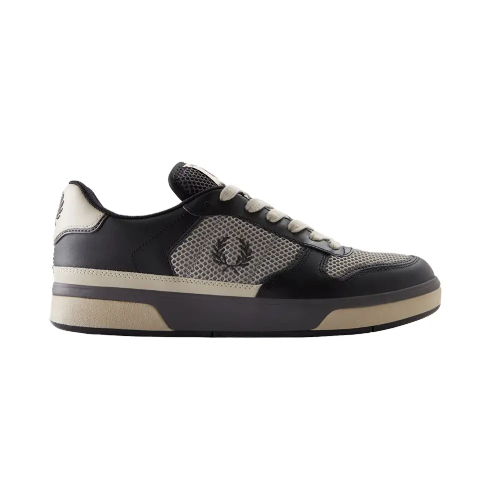 Fred Perry B300 Mesh and Leather Sneakers Black/Gunmetal