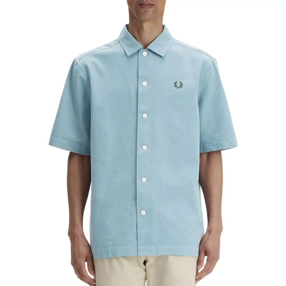 Fred Perry Pocket Detail Short Sleeve Shirt Stockport Blue – voilà.id
