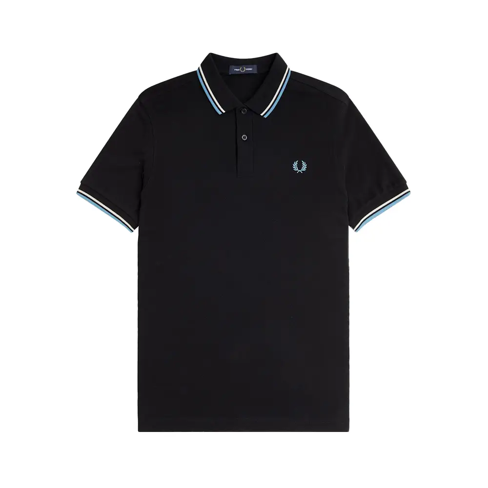 Tシャツ・カットソー FRED PERRY Cotton t-shirt logo embroidery NAVY/HONEYCOMB Fred Perry logo-embroidered Cotton T-shirt | Blue | FARFETCH OM