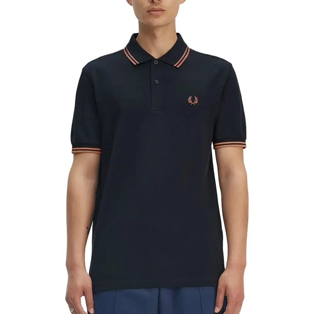 Fred Perry Twin Tipped Polo Shirt Navy/Cinnamon – voilà.id