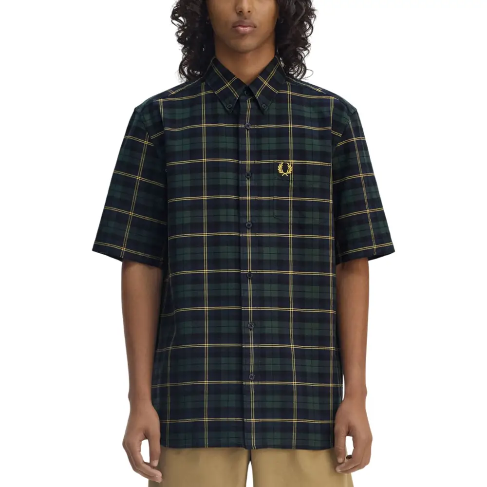 FRED PERRY TARTAN SHIRT ネイビー 半袖 Fred Perry Oxford Tartan Short Sleeves Shirt Navy – voilà.id