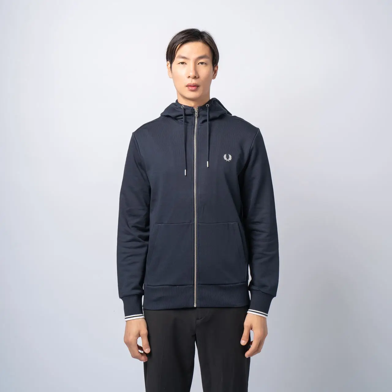 【関税込み】Fred Perry ネイビー ジップスルー フーディ FRED PERRY フレッドペリー パーカー ジップアップ メンズ
