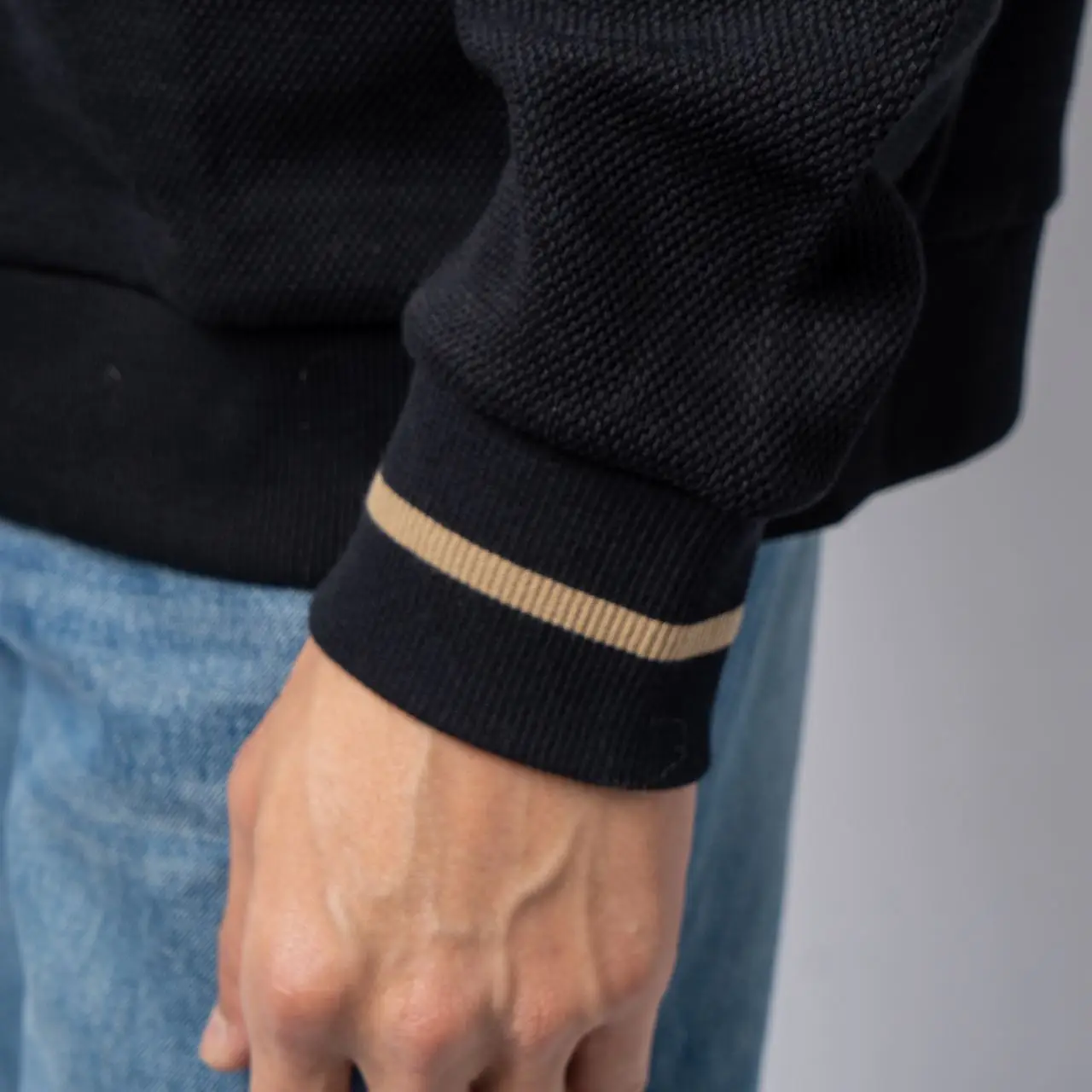 Fred Perry Tipped Pique Texture Cardigan Black/Warm Stone
