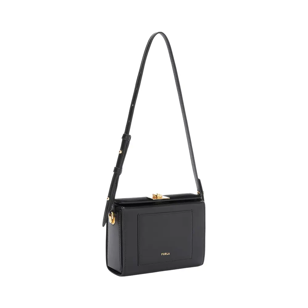Furla Arch-Logo Twist Lock Shoulder Bag Black – voilà.id
