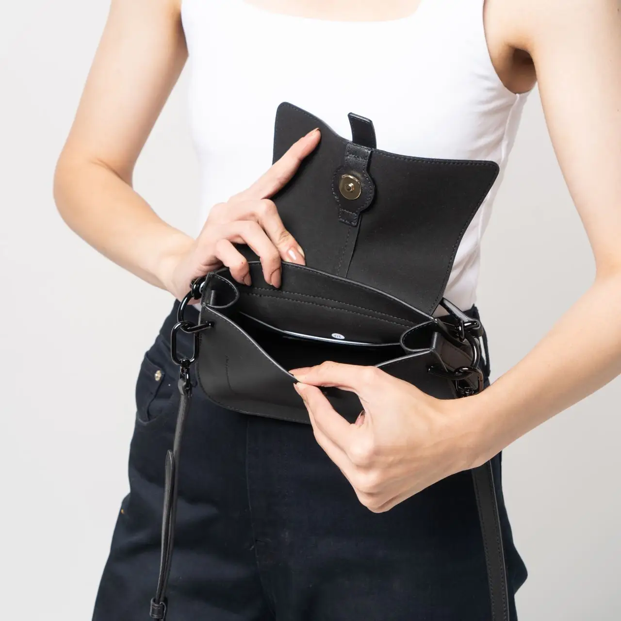 Furla Sleek hammered leather belt bag - Black - Women | 1056722