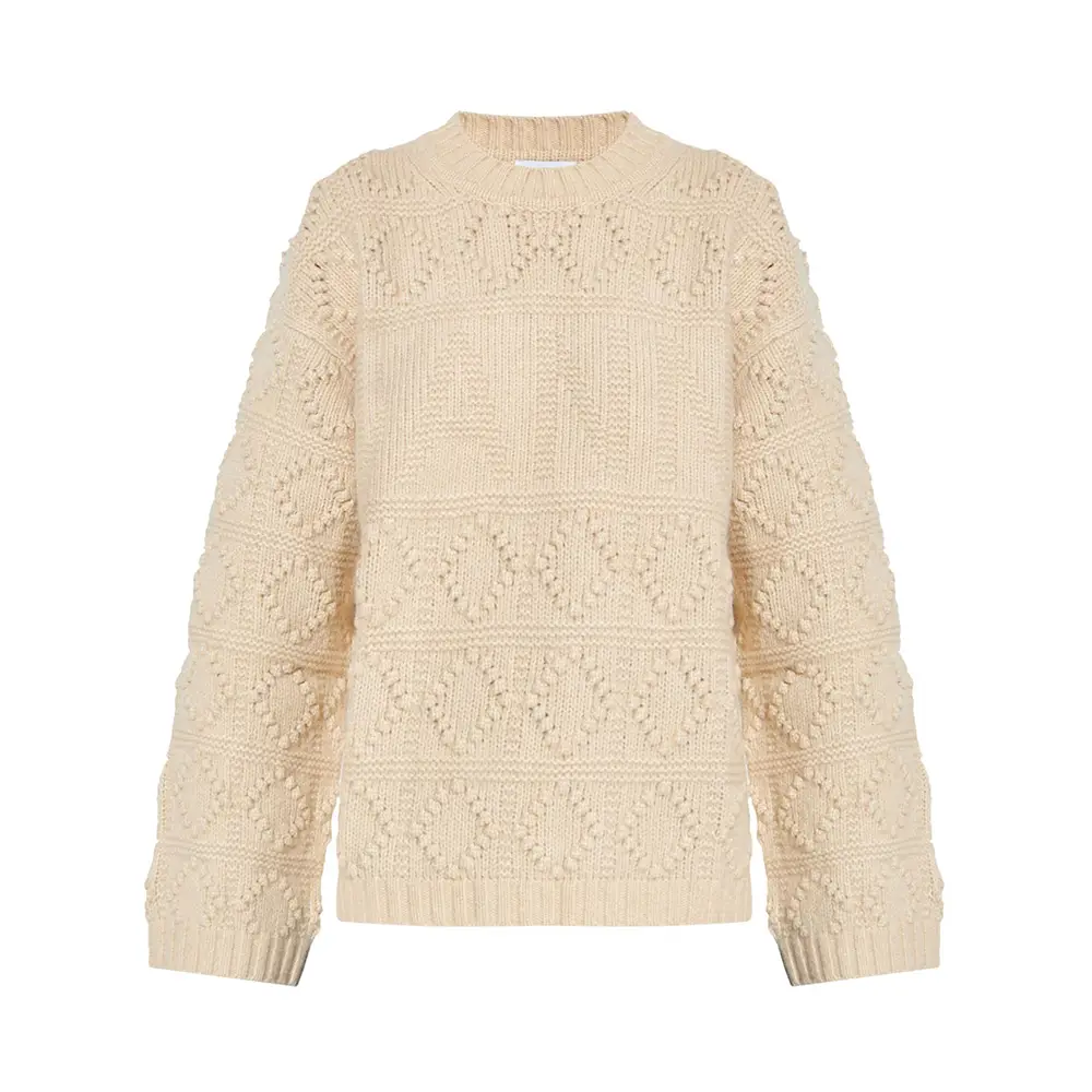 Ganni Logo Mix O-Neck Pullover Wool Blue Sky Captain – voilà.id