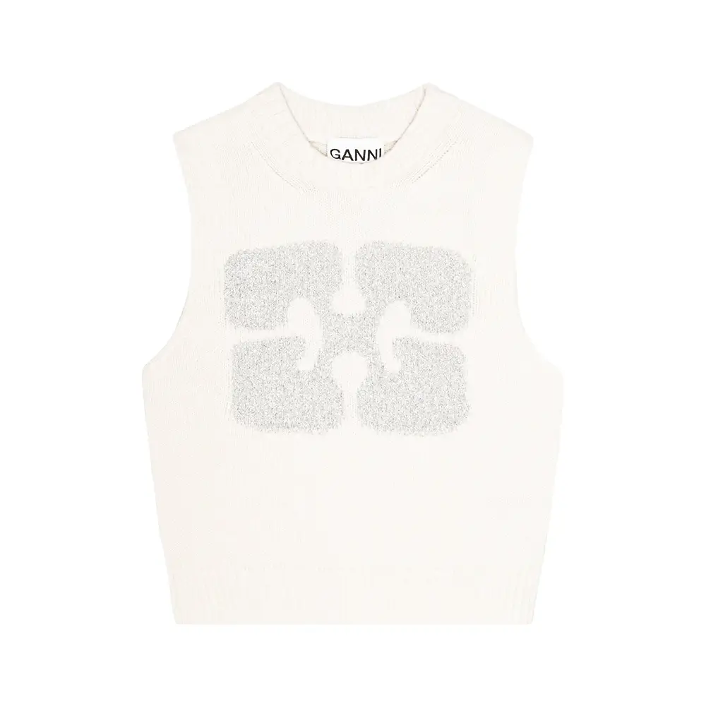Ganni GRAPHIC CROPPED VEST - Gray | Garmentory