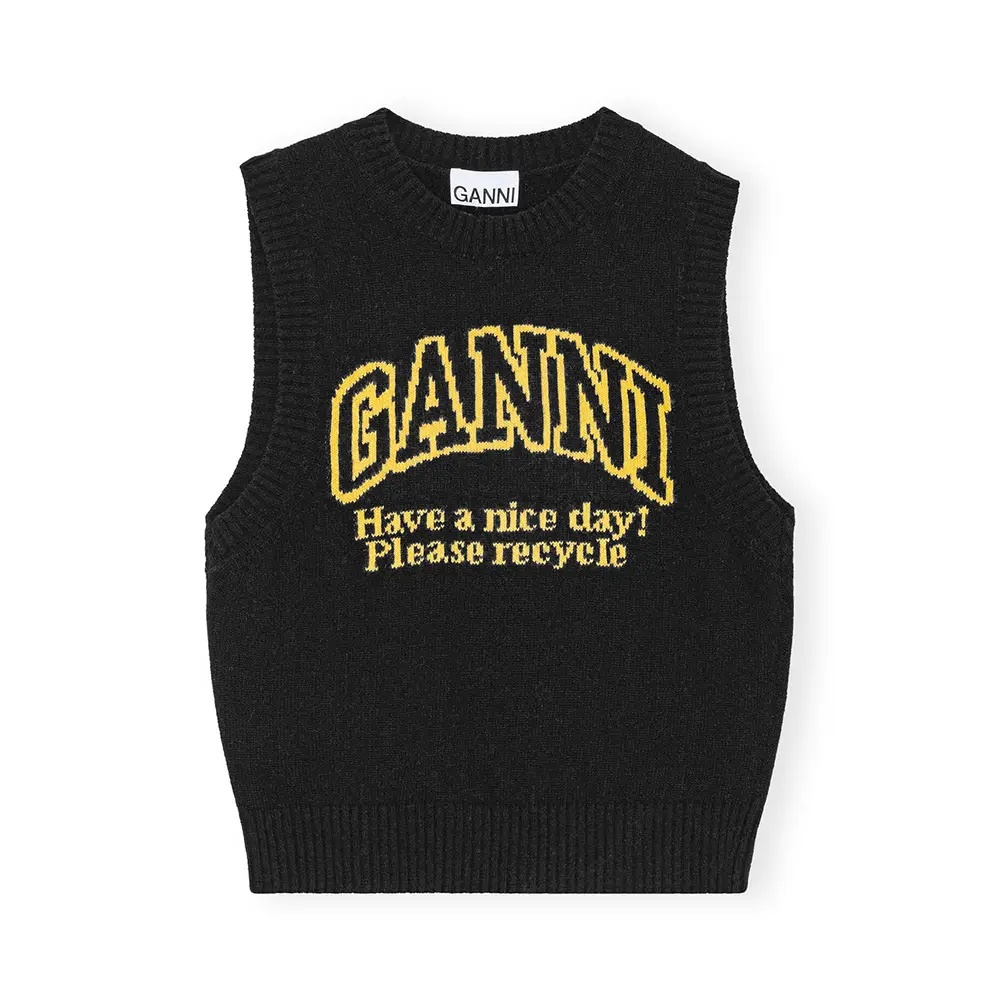 Ganni GRAPHIC CROPPED VEST - Gray | Garmentory