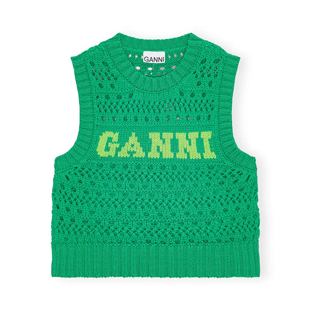 Ganni Rope Vest Juniper Cotton Green – voilà.id