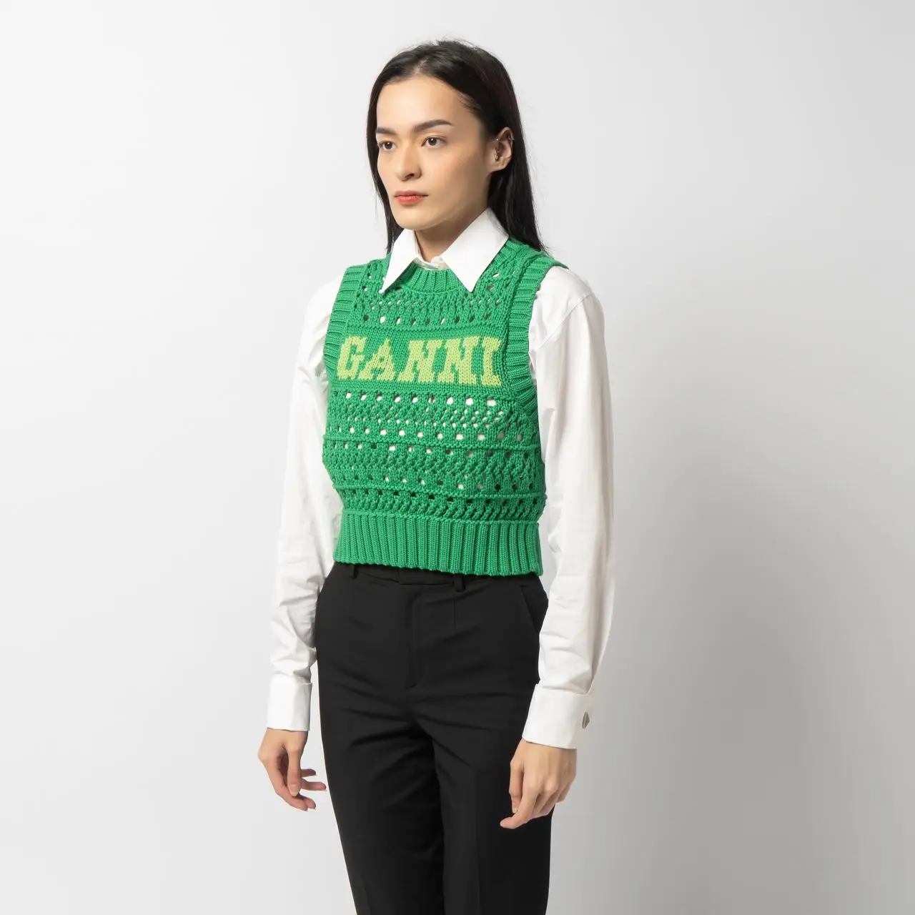 Ganni Rope Vest Juniper Cotton Green – voilà.id Ganni Rope Vest Juniper Cotton Green – voilà.id