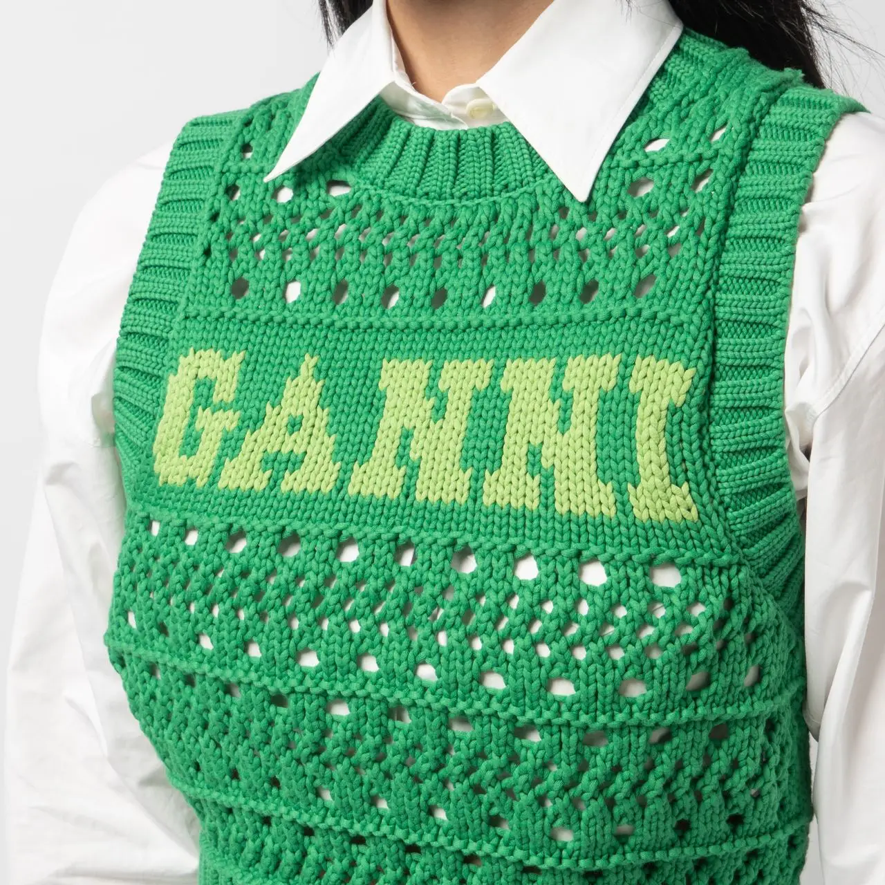 Ganni Rope Vest Juniper Cotton Green – voilà.id