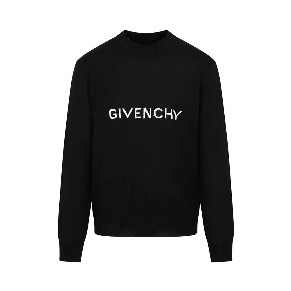 パーカー・フーディ GIVENCHY SS24 Black wool blend sweatshirt (BM015214NZ 002) Givenchy Knit Felpa and Jersey Mash Up Hoodie Faded Black
