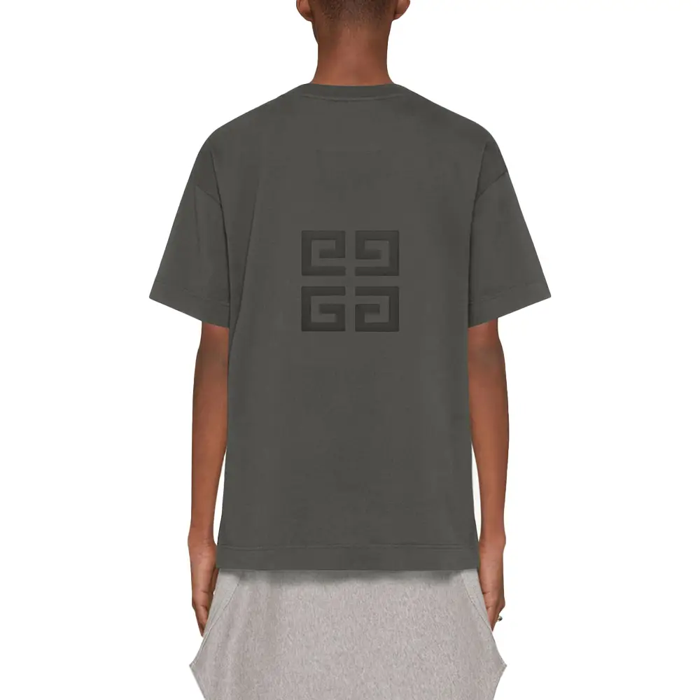 Givenchy 4D Embroidered Oversized T-Shirt Greyish Green