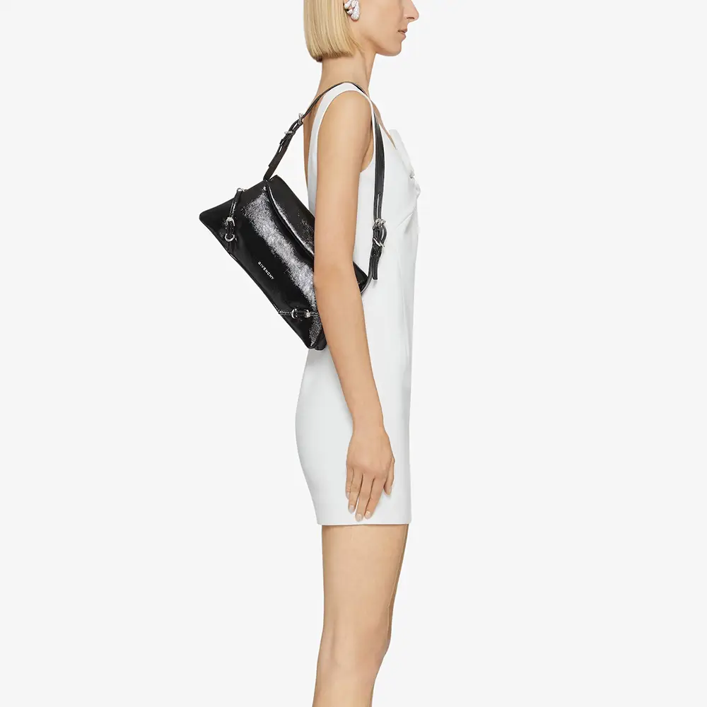 Givenchy Voyou Small P'tit Patent Leather Shoulder Bag Black