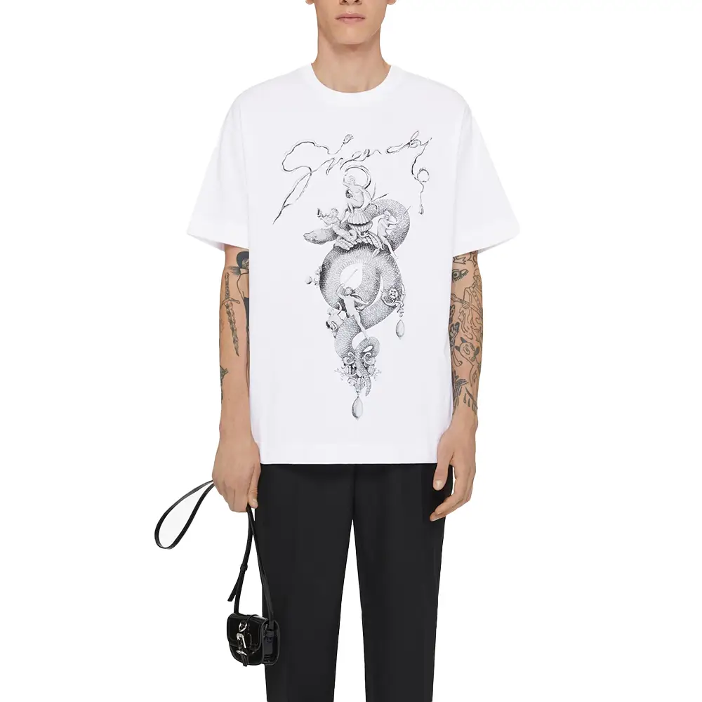 【関税&送料込】Givenchy T-Shirt With Chandelier And Snake P T-shirt in cotton with chandelier and snake print in - black