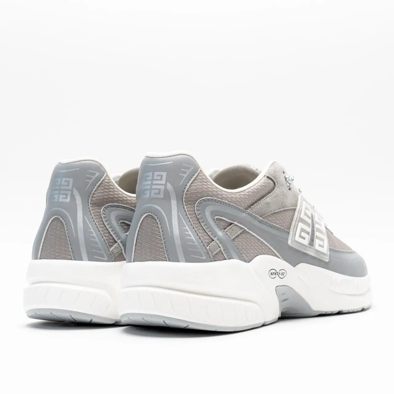 Givenchy NFNTY-52 Suede Mesh Low Top Sneakers Light Grey