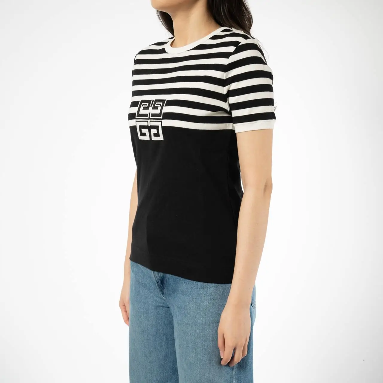 Givenchy 4G Slim Fit T-Shirt With Stripes Black White – voilà.id