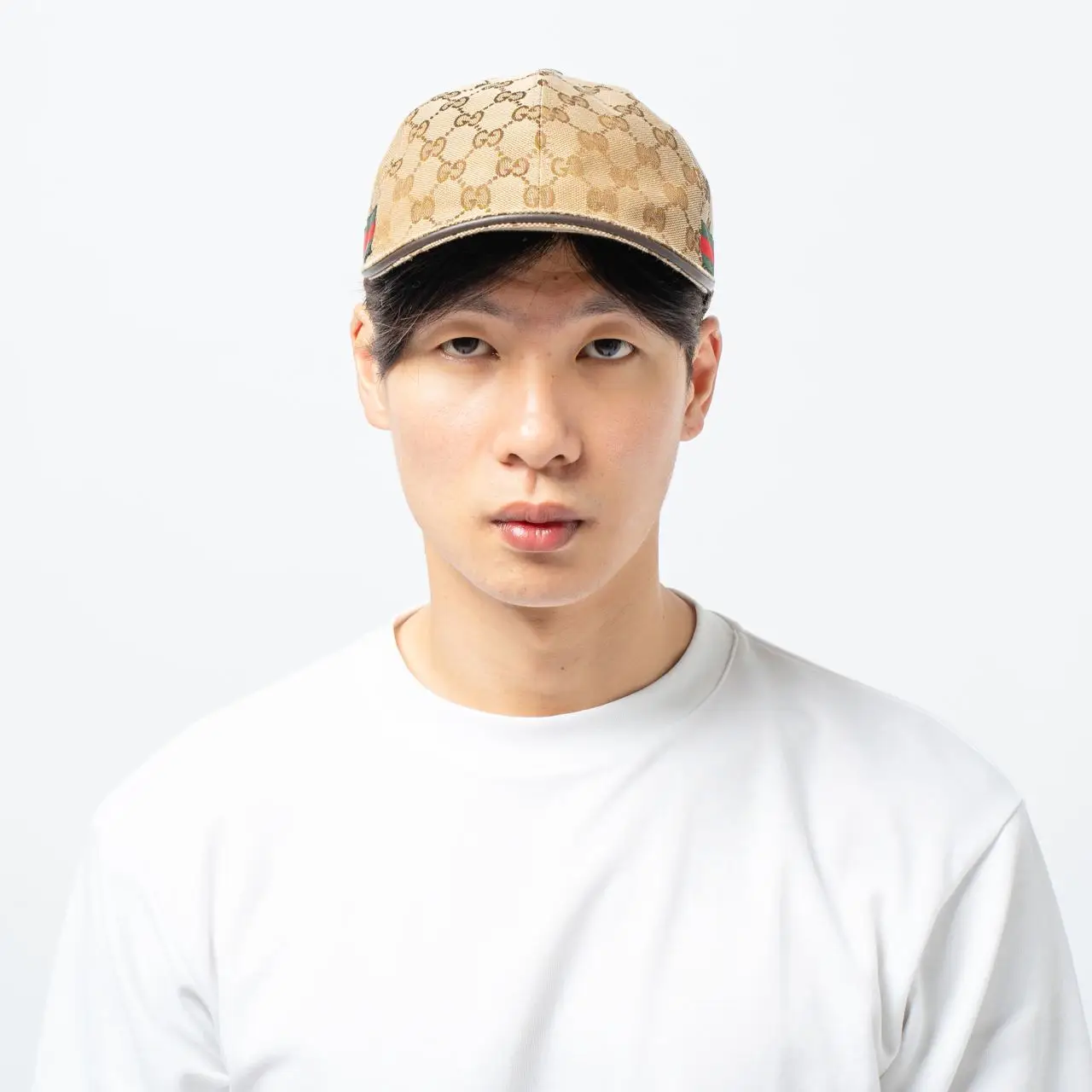 Gucci Original GG Canvas Baseball Hat with Red Green Stripe Gucci Original GG Canvas Baseball Hat with Red Green Stripe