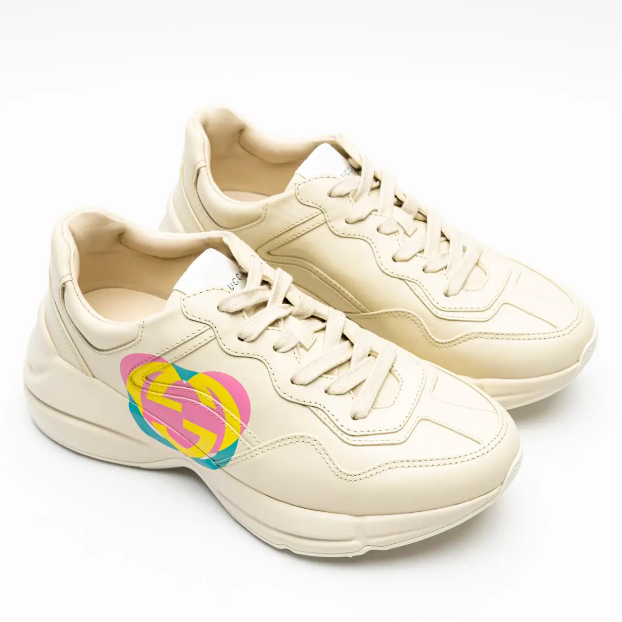 Rhyton sneaker with interlocking g and heart sales