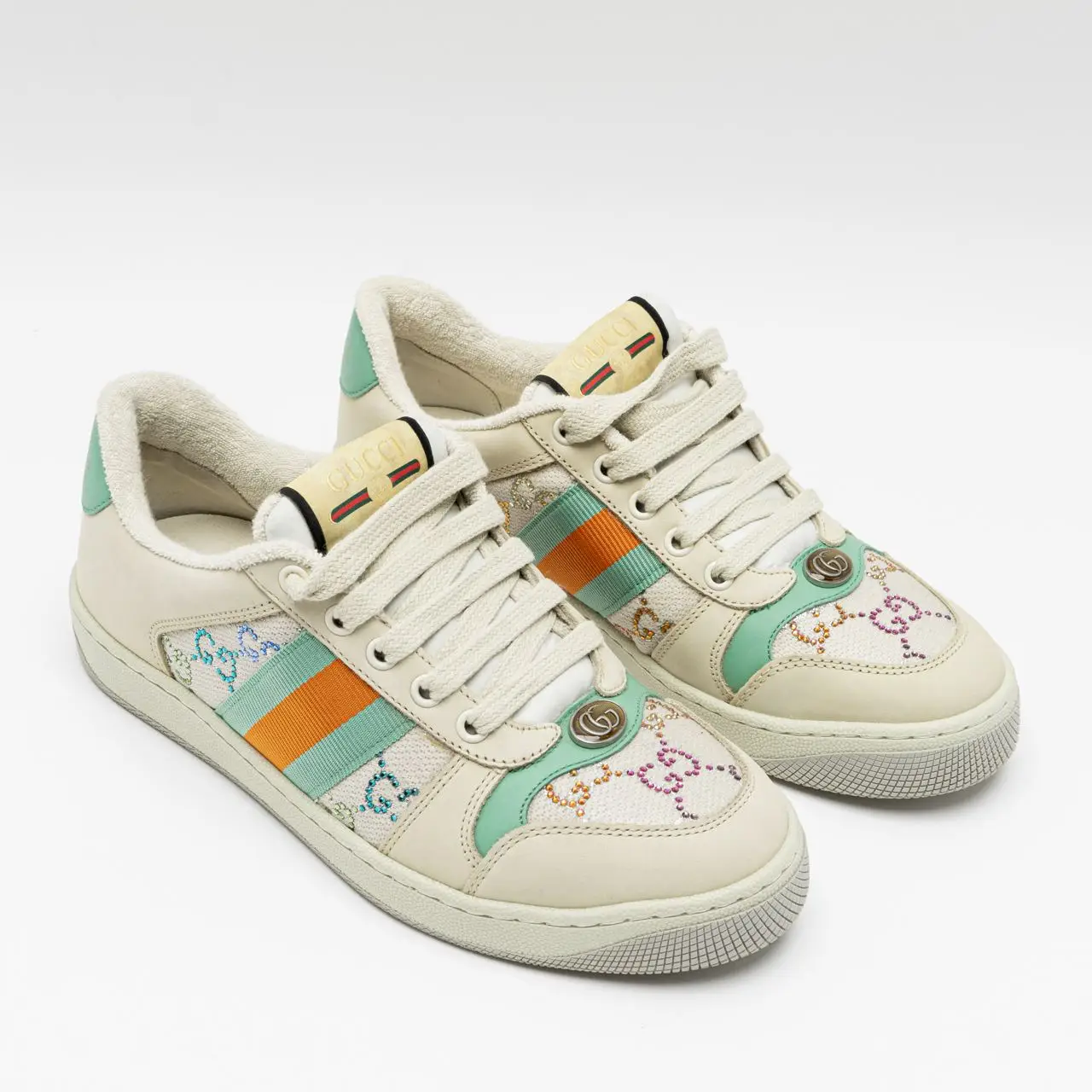 Gucci GG Multicolor Crystal Screener Sneakers Beige – voilà.id