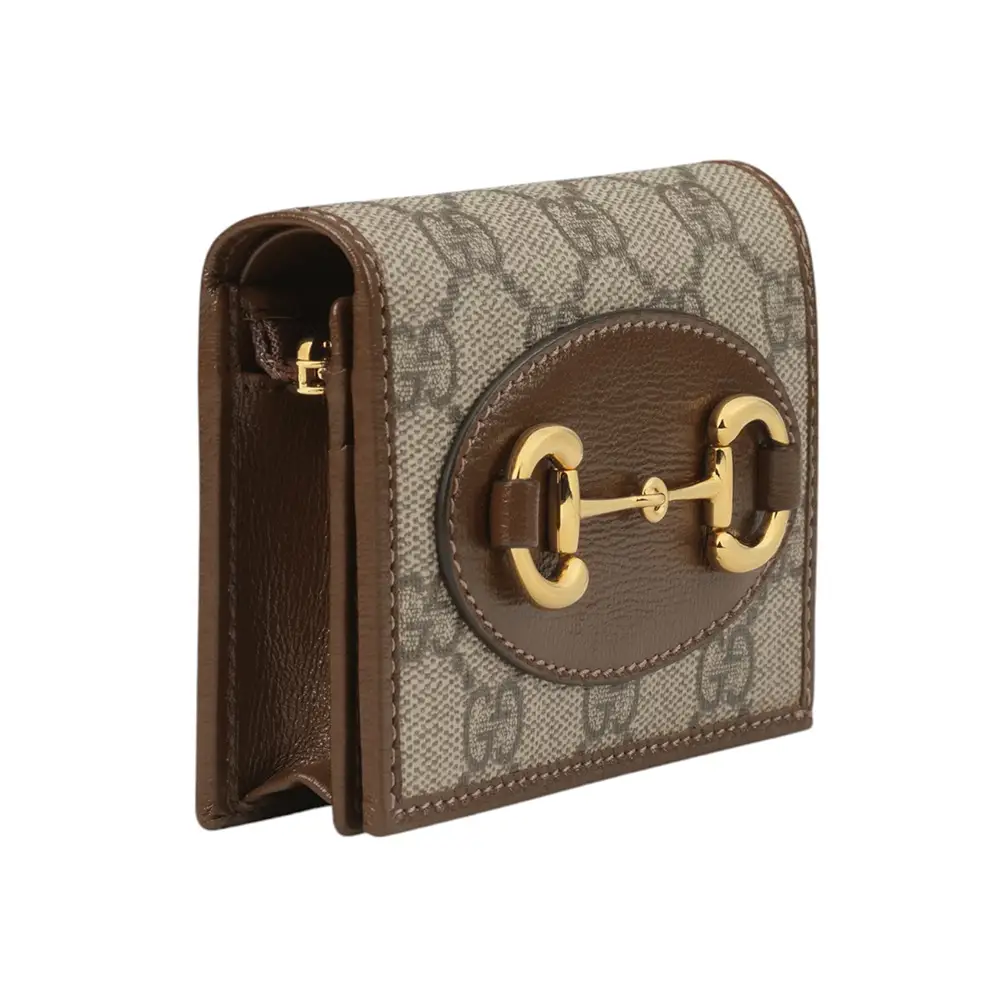 カードケース・名刺入れ GUCCI BROWN GUCCI HORSEBIT 1955 CARD HOLDER Gucci Horsebit 1955 GG Card Case Wallet Brown Leather Denim