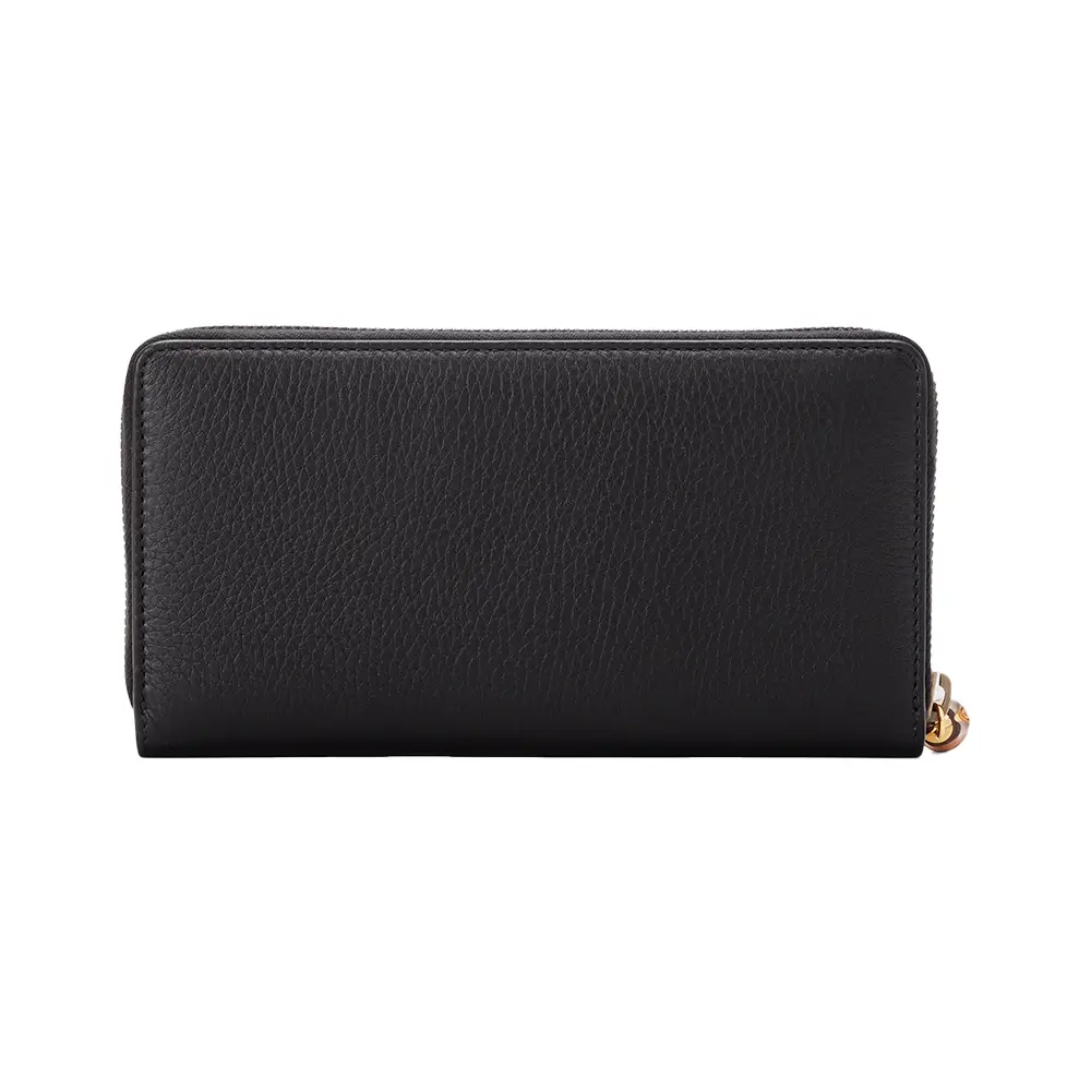 Gucci Double G Zip Around Wallet With Bamboo Leather Black